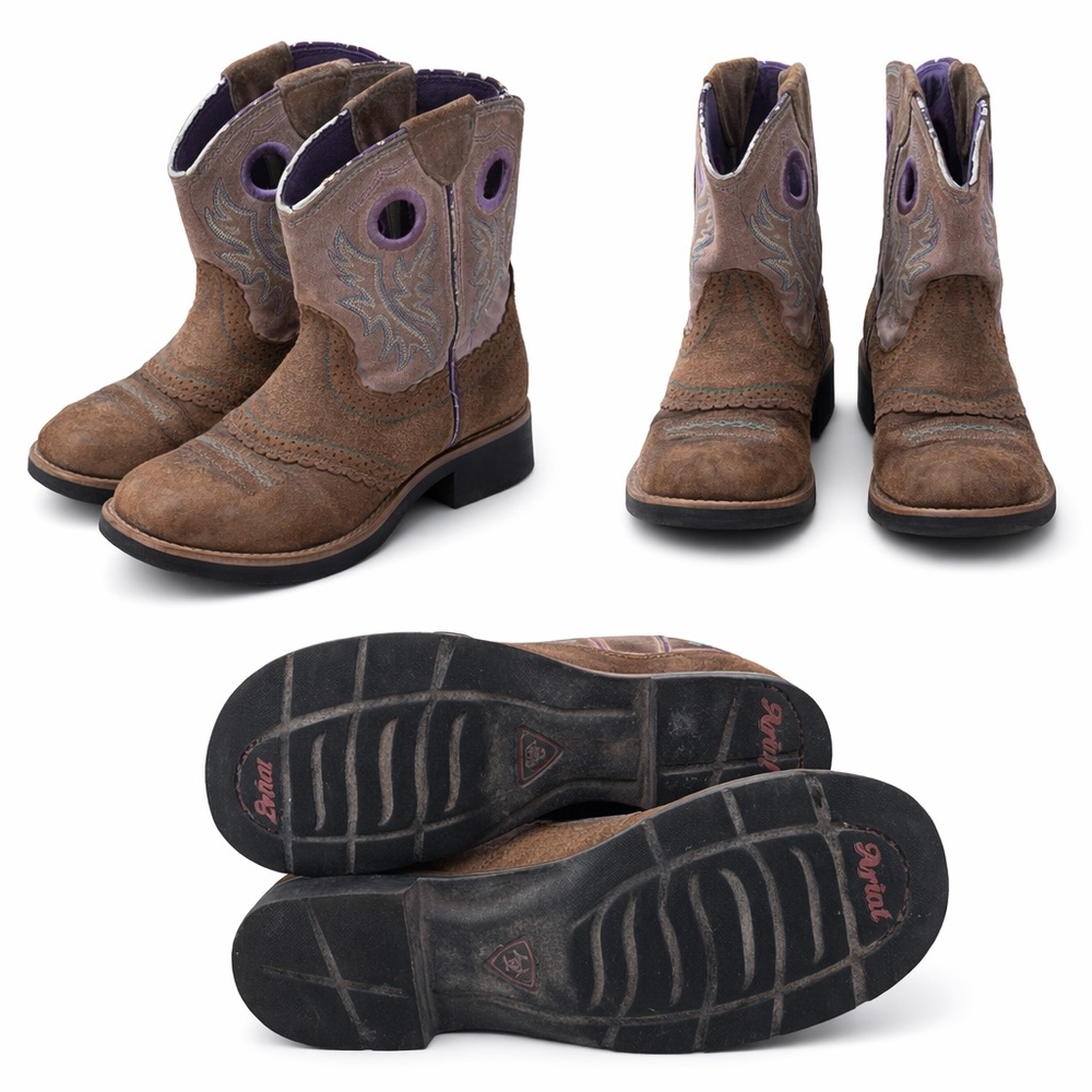 🤠 Ariat Kids Western Boots – Brown & Purple – Size 13 (Youth)